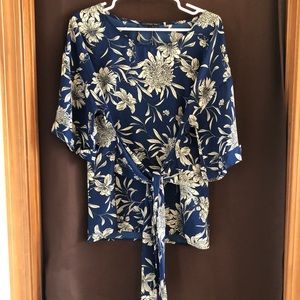 Julianne Tie Front Cuffed Sleeve Blouse